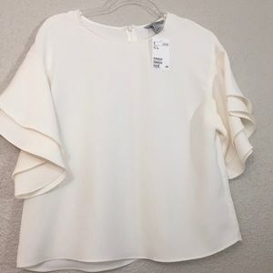 Cream ruffle sleeve H&M blouse